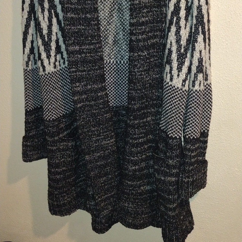 Lucky Brand Cotton/Wool Blend Long Line Cardigan Aztec Knit L - Picture 4 of 7